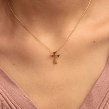 Charger l'image dans la galerie, Pendentif croix avec plaque Or/Argent